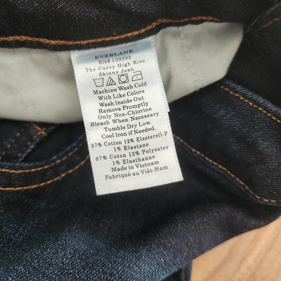 Everlane The Curvy High Rise Skinny Jeans Dark Wash Size 35 NWT - Picture 10 of 10